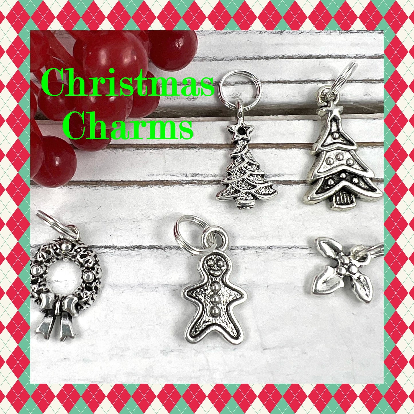 Christmas Lanyard with Gold Hearts and Scrolls