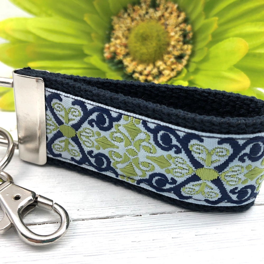 Mini Keyfob FOB Keychain for Women Ideal as a Purse Keychain or Backpack Keychain, Jacquard Ribbon