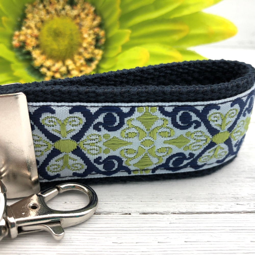 Mini Keyfob FOB Keychain for Women Ideal as a Purse Keychain or Backpack Keychain, Jacquard Ribbon