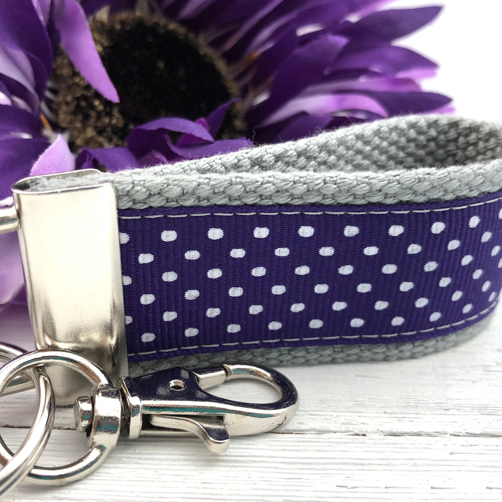 Mini Keyfob FOB Keychain for Women Ideal as a Purse Keychain or Backpack Keychain, Polka Dots