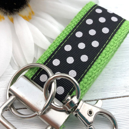 Mini Keyfob FOB Keychain for Women Ideal as a Purse Keychain or Backpack Keychain, Polka Dots