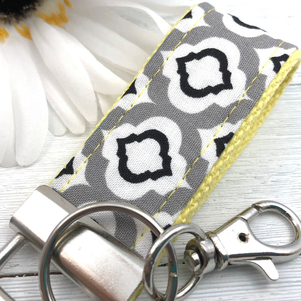 Mini Keyfob FOB Keychain for Women Ideal as a Purse Keychain or Backpack Keychain, Ideal Small Bridesmaid Gift Gray Raindrop