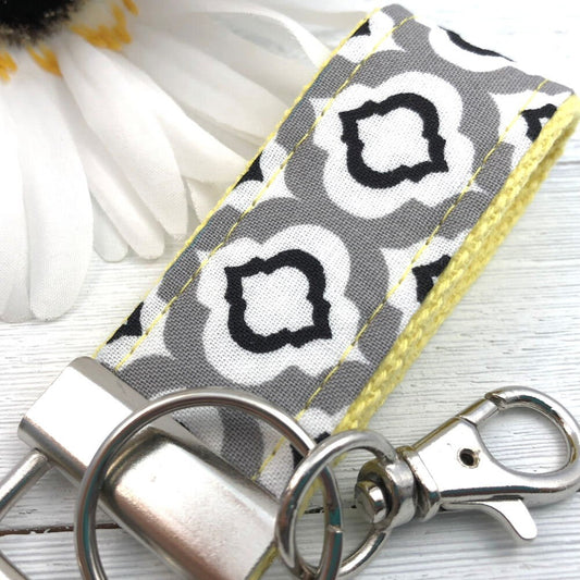 Mini Keyfob FOB Keychain for Women Ideal as a Purse Keychain or Backpack Keychain, Ideal Small Bridesmaid Gift Gray Raindrop