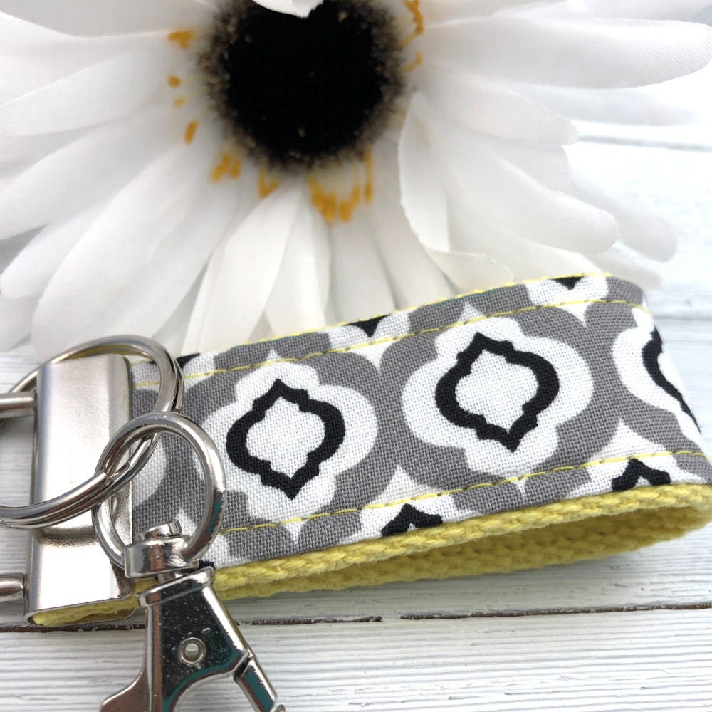 Mini Keyfob FOB Keychain for Women Ideal as a Purse Keychain or Backpack Keychain, Ideal Small Bridesmaid Gift Gray Raindrop