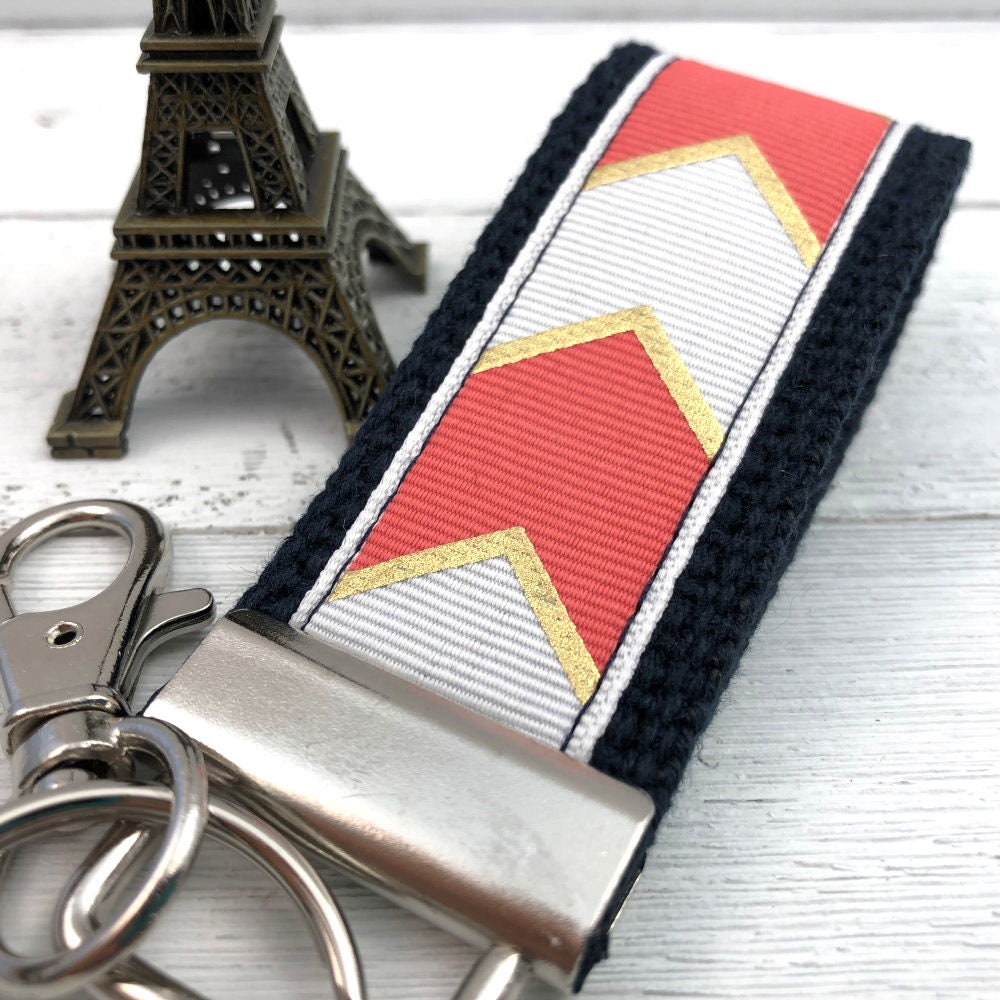 Chevron Mini Keyfob FOB Keychain for Women Ideal as a Purse Keychain or Backpack Keychain, Ideal Small Bridesmaid Gift