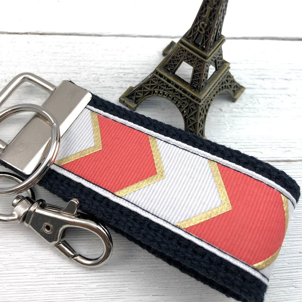 Chevron Mini Keyfob FOB Keychain for Women Ideal as a Purse Keychain or Backpack Keychain, Ideal Small Bridesmaid Gift