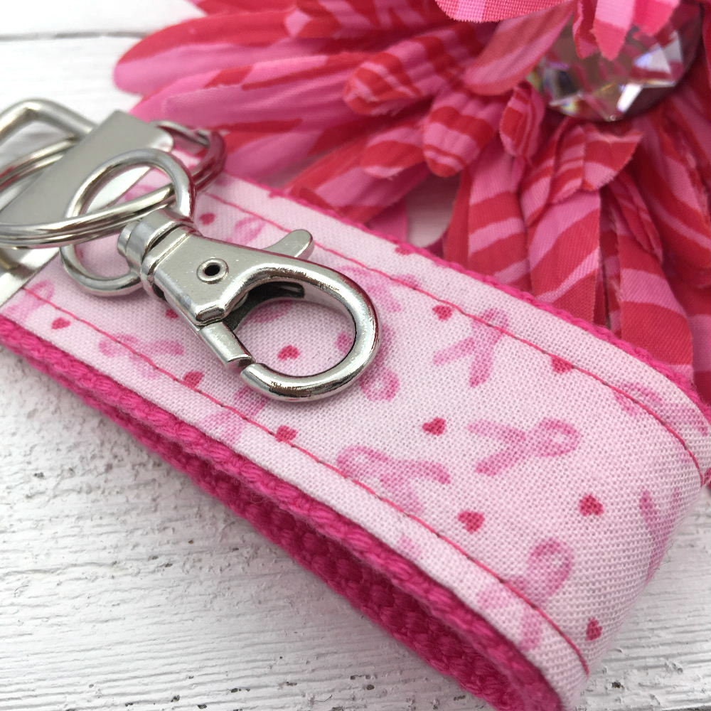 Mini Keyfob FOB Keychain for Women Ideal as a Purse Keychain or Backpack Keychain, Cancer Awareness