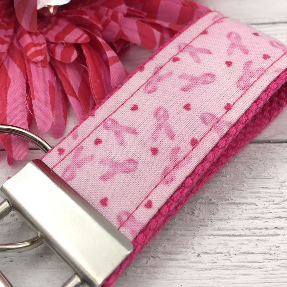 Mini Keyfob FOB Keychain for Women Ideal as a Purse Keychain or Backpack Keychain, Cancer Awareness