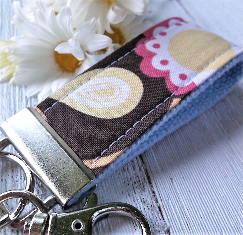 Mini Keyfob FOB Keychain for Women Ideal as a Purse Keychain or Backpack Keychain, Floral