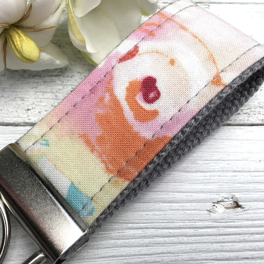 Floral Mini Keyfob FOB Keychain for Women Ideal as a Purse Keychain or Backpack Keychain, Ideal Small Bridesmaid Gift Pastel Keychain