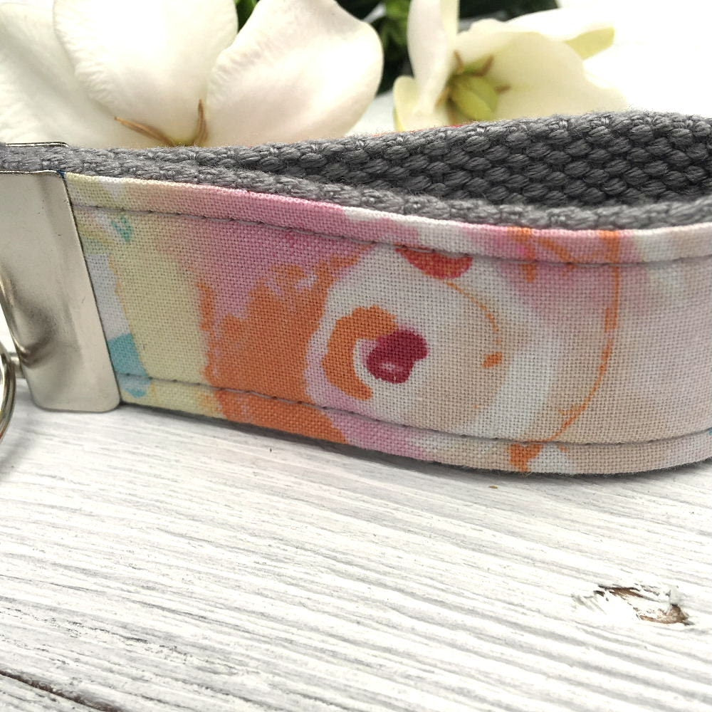 Floral Mini Keyfob FOB Keychain for Women Ideal as a Purse Keychain or Backpack Keychain, Ideal Small Bridesmaid Gift Pastel Keychain