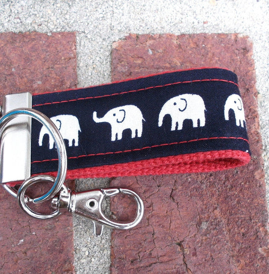 Mini Keyfob FOB Keychain for Women Ideal as a Purse Keychain or Backpack Keychain, Elephants