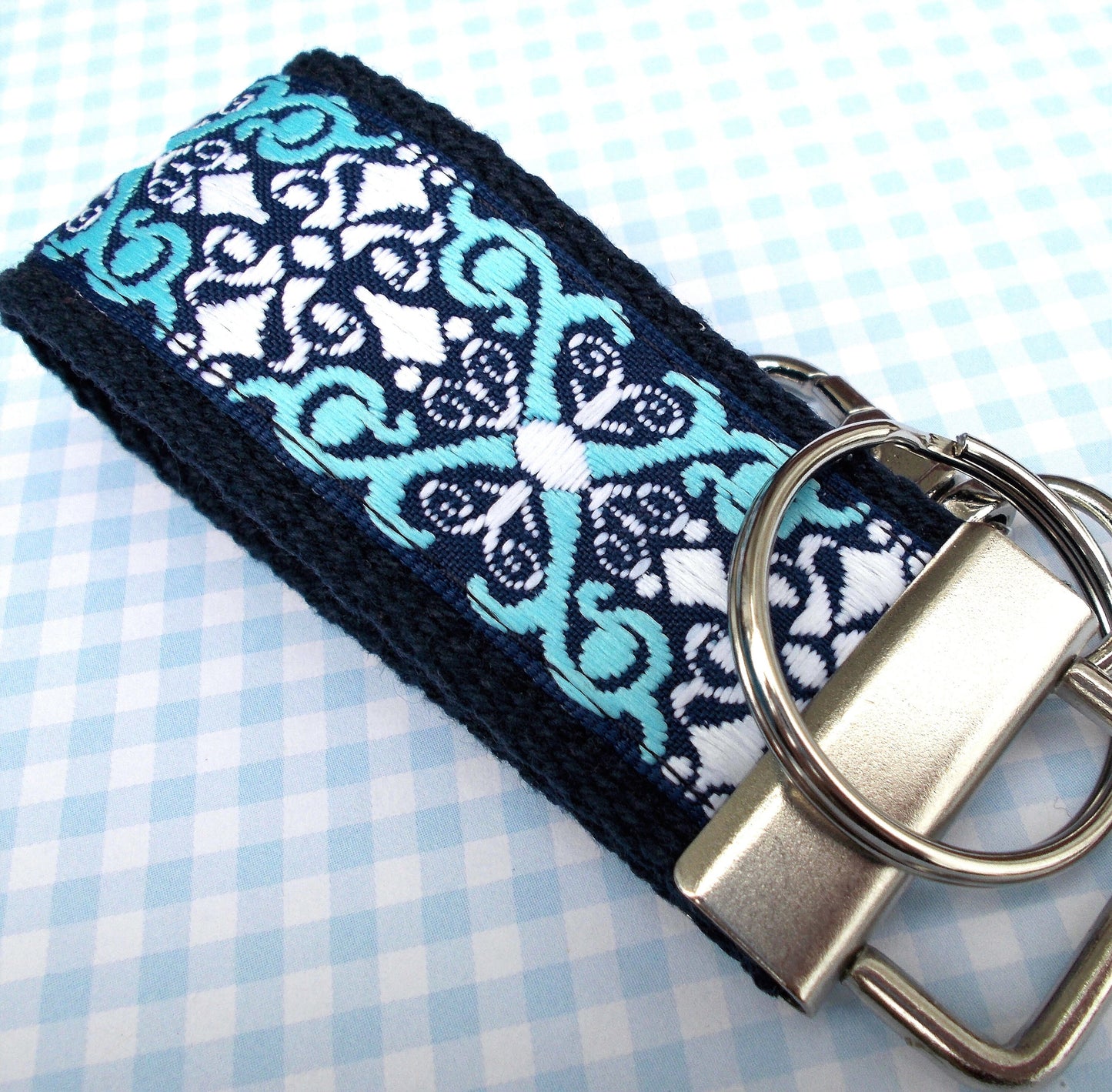 Mini Keyfob FOB Keychain for Women Ideal as a Purse Keychain or Backpack Keychain, Ideal Small Bridesmaid Gift, Aqua