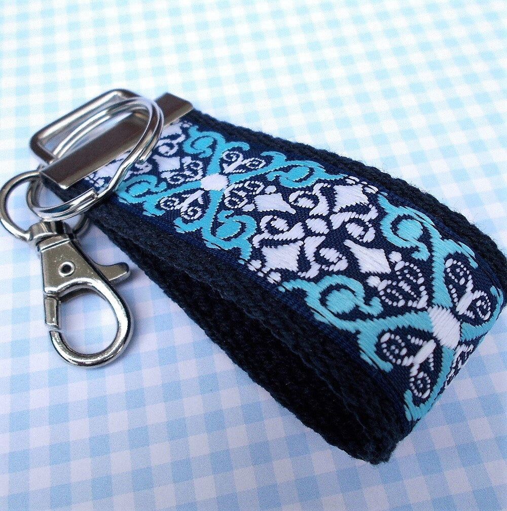 Mini Keyfob FOB Keychain for Women Ideal as a Purse Keychain or Backpack Keychain, Ideal Small Bridesmaid Gift, Aqua
