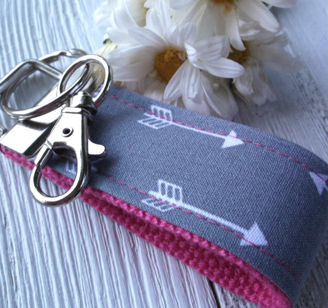Mini Keyfob FOB Keychain for Women Ideal as a Purse Keychain or Backpack Keychain, Gray Arrow Keychain
