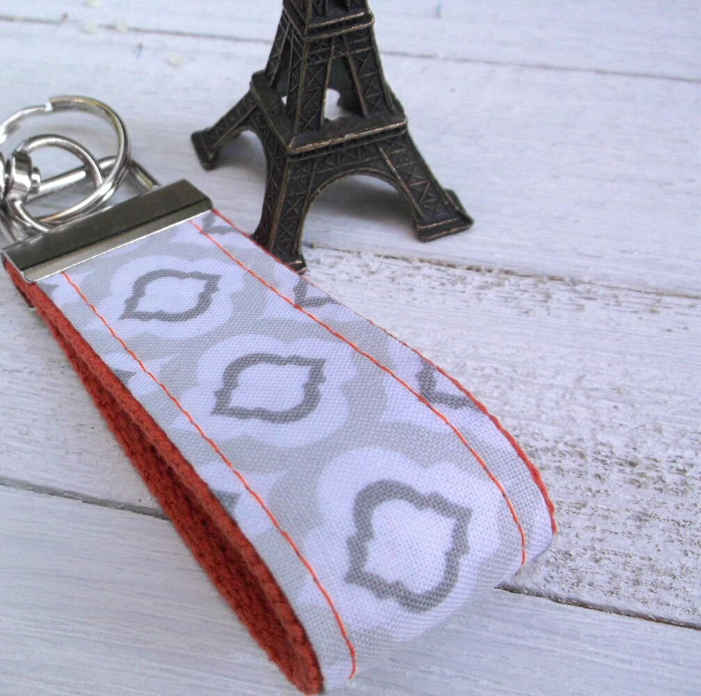 Mini Keyfob FOB Keychain for Women Ideal as a Purse Keychain or Backpack Keychain, Ideal Small Bridesmaid Gift Gray Raindrop