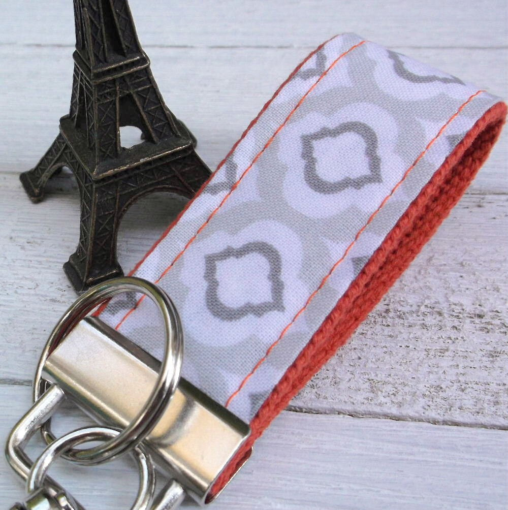 Mini Keyfob FOB Keychain for Women Ideal as a Purse Keychain or Backpack Keychain, Ideal Small Bridesmaid Gift Gray Raindrop