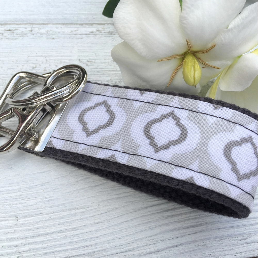 Mini Keyfob FOB Keychain for Women Ideal as a Purse Keychain or Backpack Keychain, Ideal Small Bridesmaid Gift Gray Raindrop