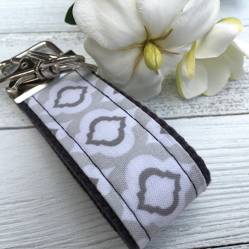 Mini Keyfob FOB Keychain for Women Ideal as a Purse Keychain or Backpack Keychain, Ideal Small Bridesmaid Gift Gray Raindrop