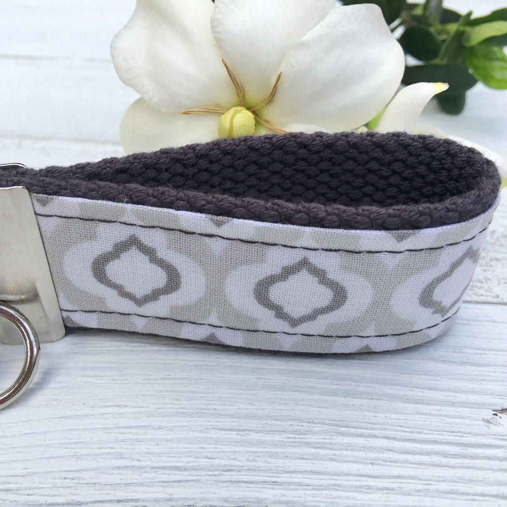 Mini Keyfob FOB Keychain for Women Ideal as a Purse Keychain or Backpack Keychain, Ideal Small Bridesmaid Gift Gray Raindrop