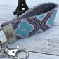 Mini Keyfob FOB Keychain for Women Ideal as a Purse Keychain or Backpack Keychain, Ideal Small Bridesmaid Gift Aqua and Gray