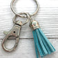 Mini Keyfob FOB Keychain for Women Ideal as a Purse Keychain or Backpack Keychain, Ideal Small Bridesmaid Gift Aqua and Gray