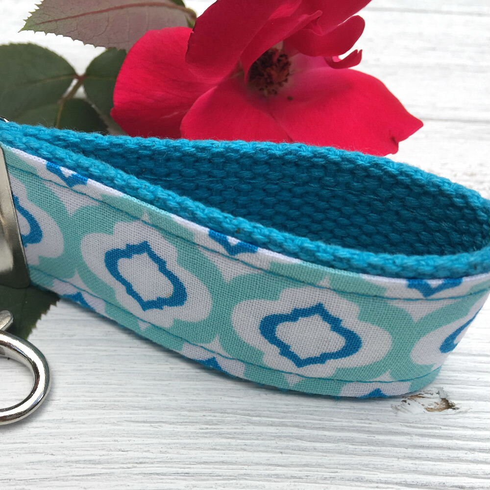 Mini Keyfob FOB Keychain for Women Ideal as a Purse Keychain or Backpack Keychain, Ideal Small Bridesmaid Gift Aqua and Royal Blue