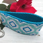 Mini Keyfob FOB Keychain for Women Ideal as a Purse Keychain or Backpack Keychain, Ideal Small Bridesmaid Gift Aqua and Royal Blue