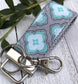 Mini Keyfob FOB Keychain for Women Ideal as a Purse Keychain or Backpack Keychain, Ideal Small Bridesmaid Gift Aqua and Gray