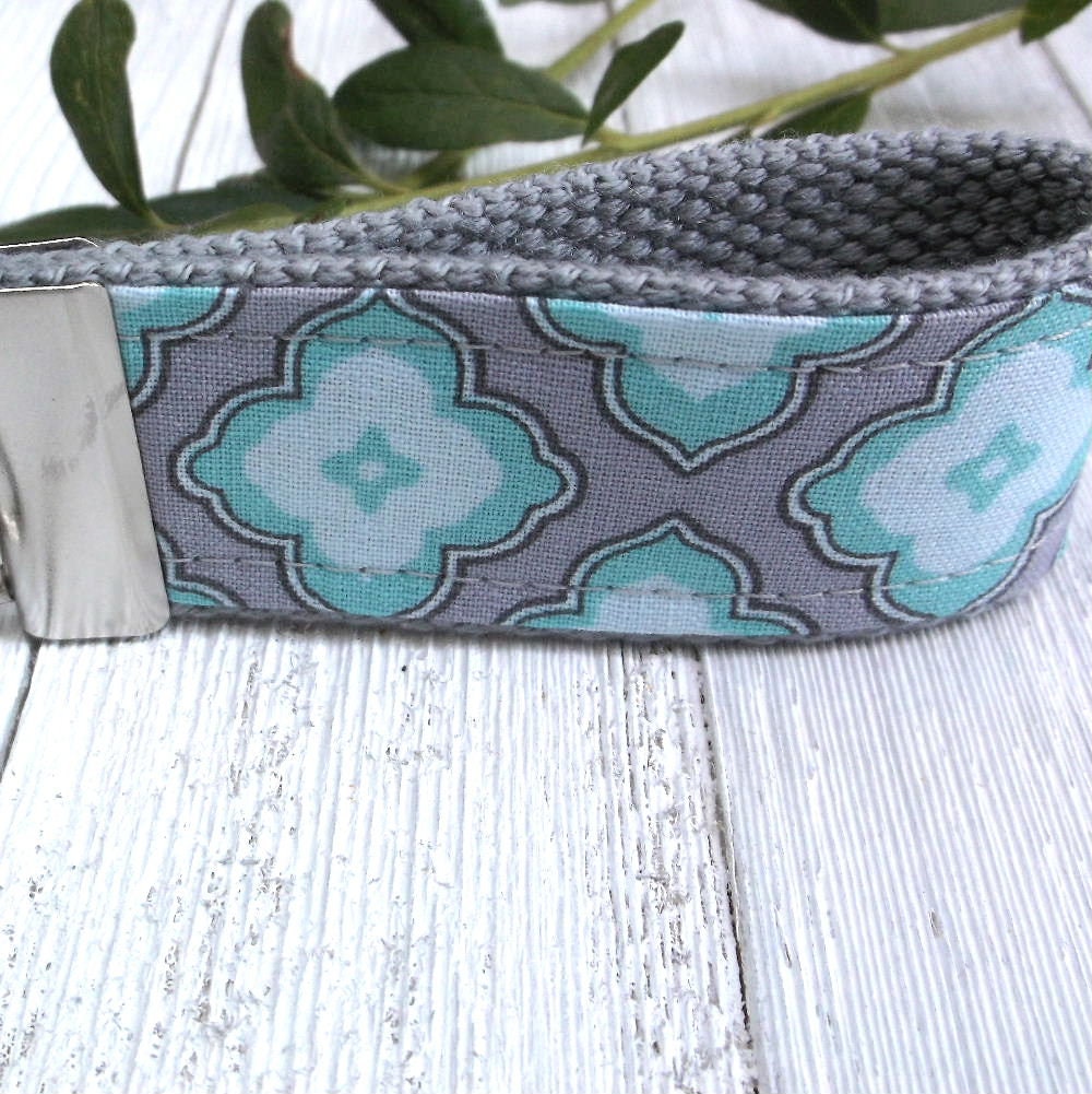 Mini Keyfob FOB Keychain for Women Ideal as a Purse Keychain or Backpack Keychain, Ideal Small Bridesmaid Gift Aqua and Gray