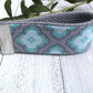 Mini Keyfob FOB Keychain for Women Ideal as a Purse Keychain or Backpack Keychain, Ideal Small Bridesmaid Gift Aqua and Gray
