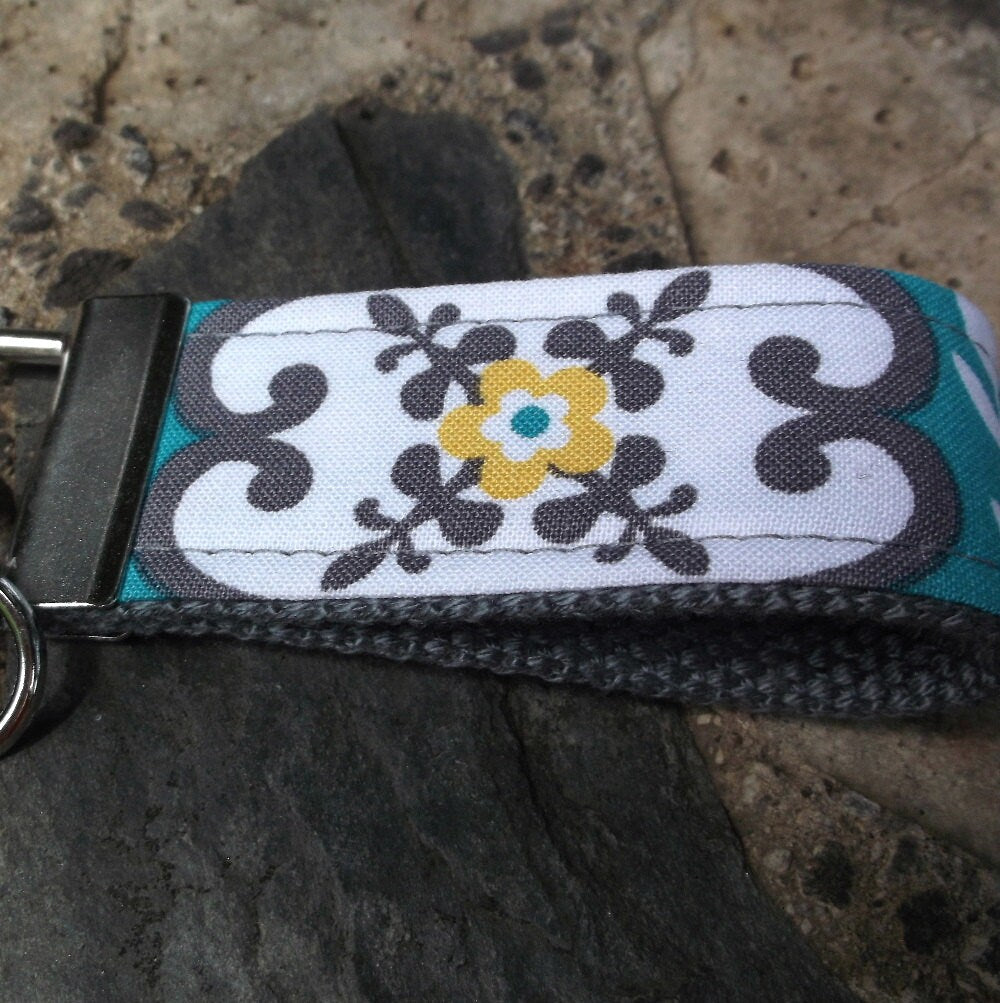 Mini Keychain | Mini Key Fob | Turquoise Keychain | Gift for Mom | Gift for Best Friend | Floral Keychain