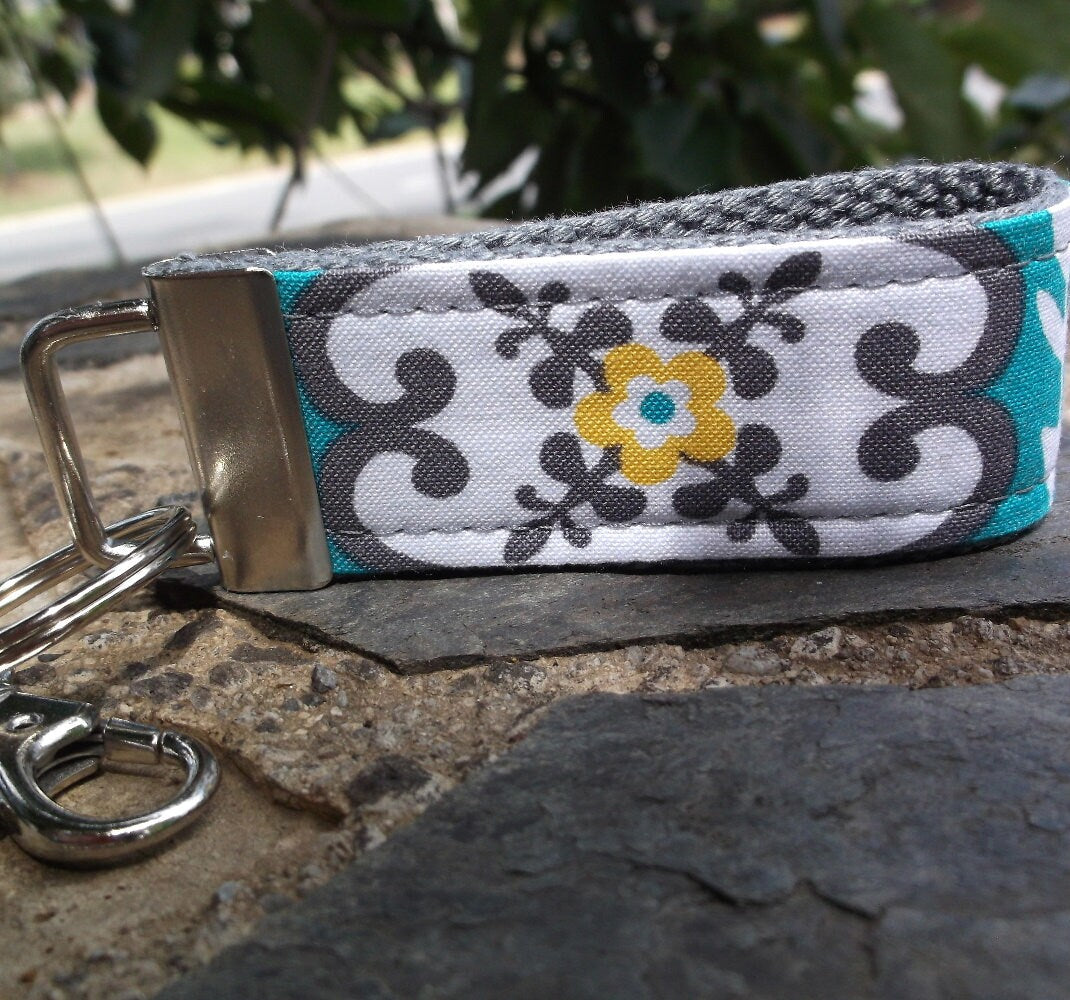 Mini Keychain | Mini Key Fob | Turquoise Keychain | Gift for Mom | Gift for Best Friend | Floral Keychain