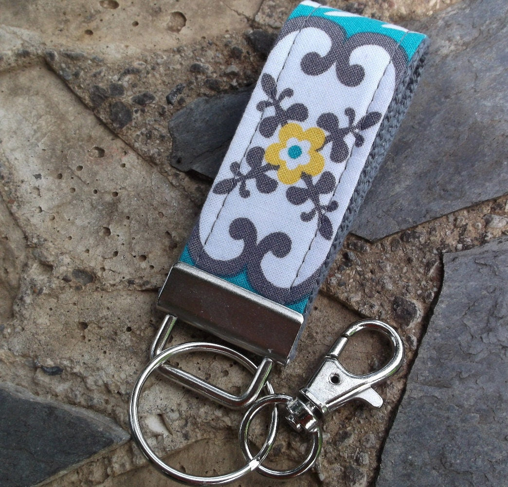 Mini Keychain | Mini Key Fob | Turquoise Keychain | Gift for Mom | Gift for Best Friend | Floral Keychain