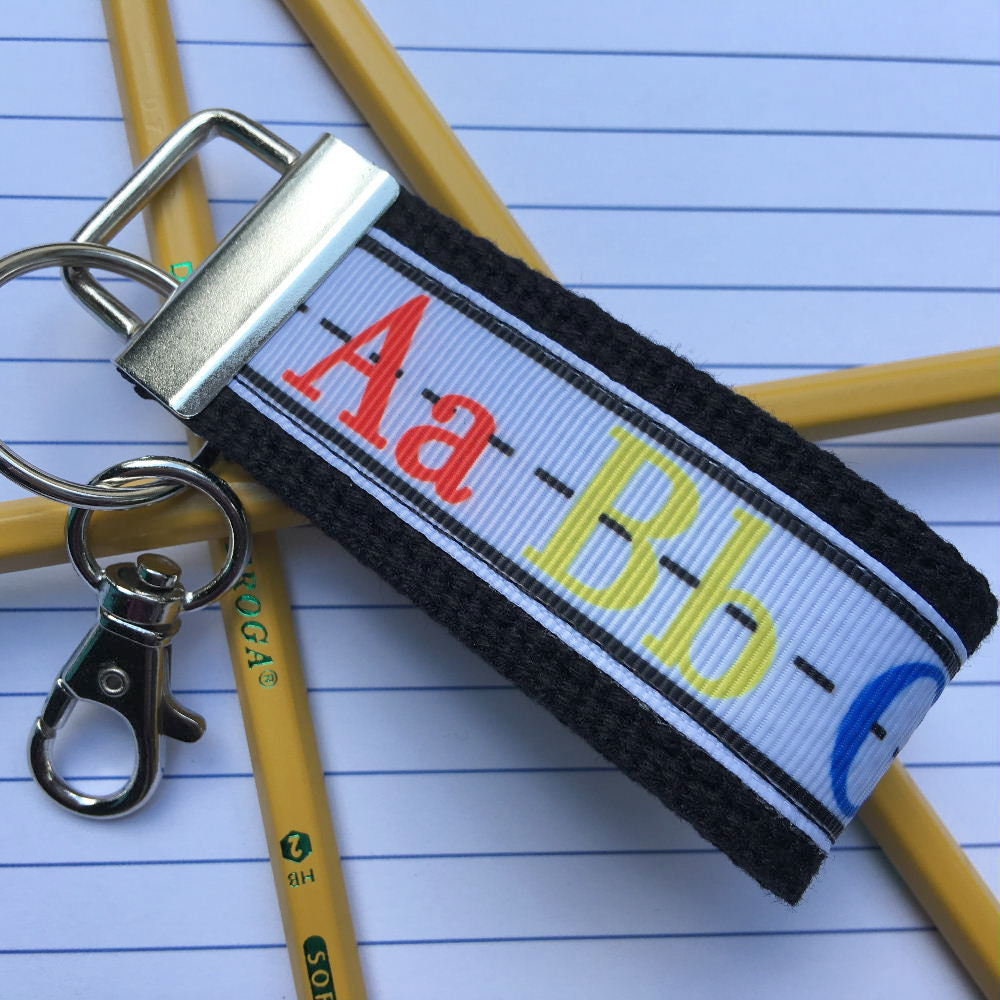 Mini Keyfob Teacher Keychain ABC Ribbon Ideal Teacher Appreciation Gift