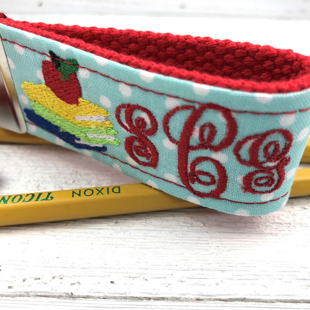 Mini Key FOB Monogrammed Keychain for Teacher or Librarian Ideal as a Purse Keychain or Backpack Keychain