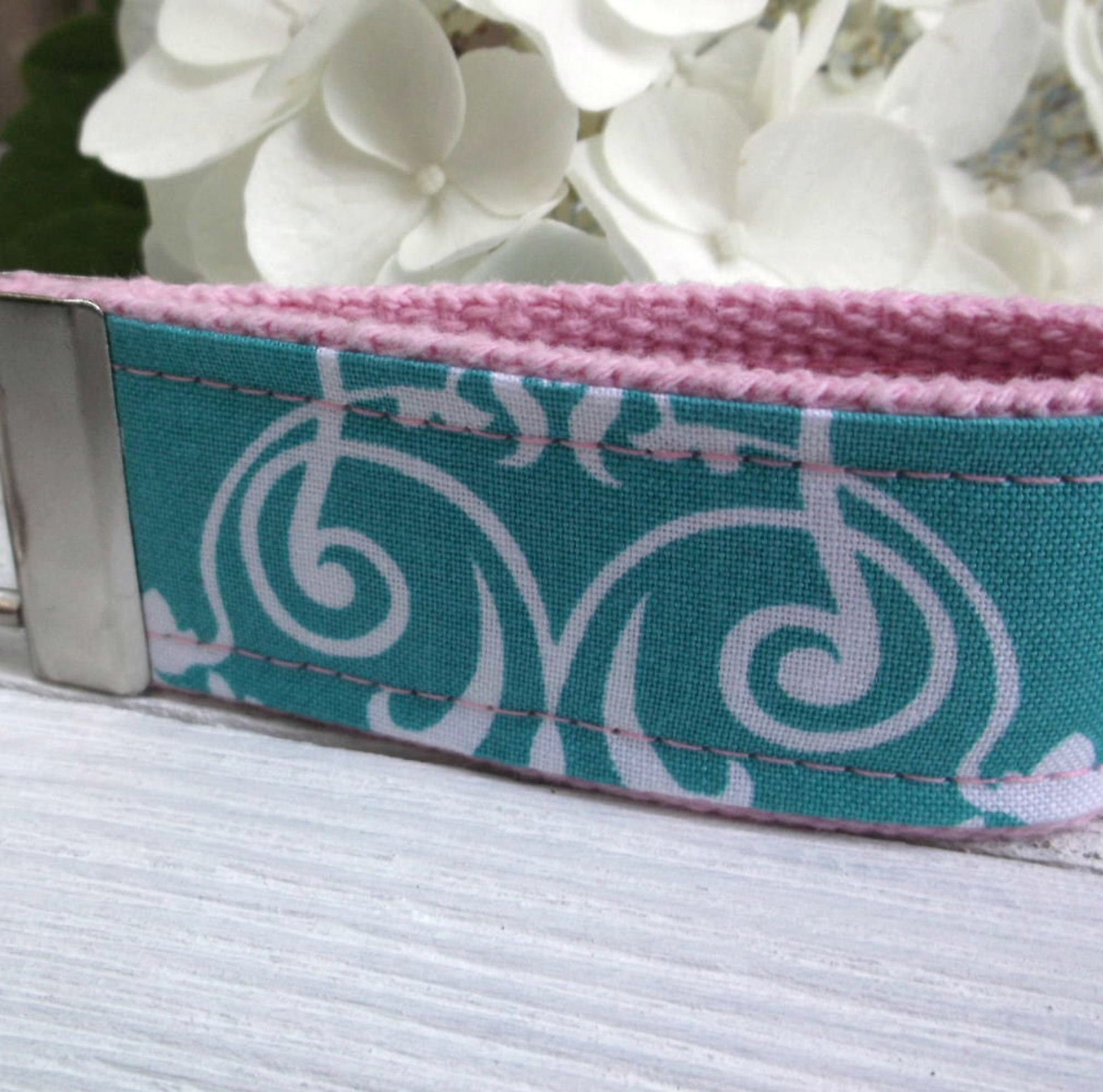 Mini Keyfob FOB Keychain for Women Ideal as a Purse Keychain or Backpack Keychain, Ideal Small Bridesmaid Gift, Teal floral