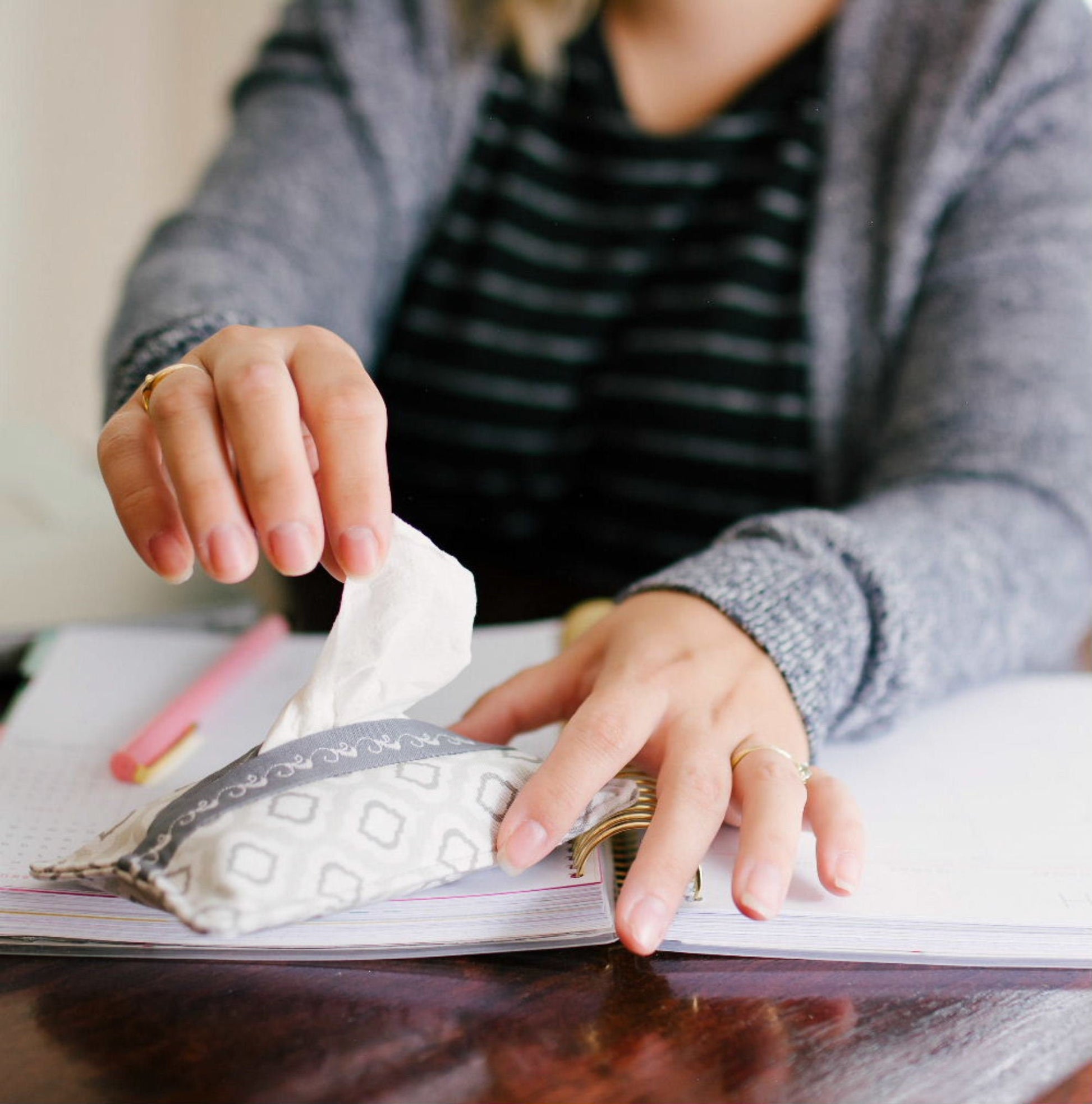 Mini Keyfob FOB Keychain for Women Ideal as a Purse Keychain or Backpack Keychain, Ideal Small Bridesmaid Gift Gray Floral Paisley