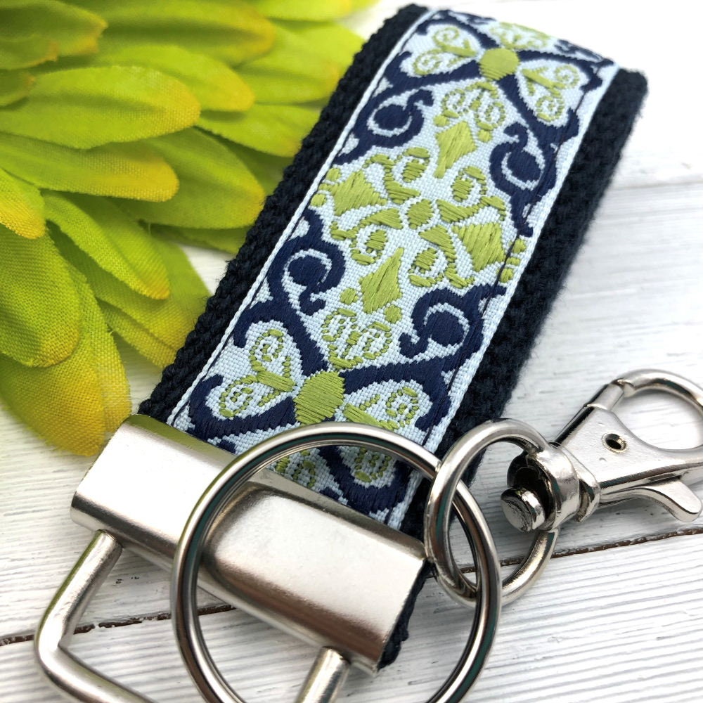 Mini Keyfob FOB Keychain for Women Ideal as a Purse Keychain or Backpack Keychain, Jacquard Ribbon