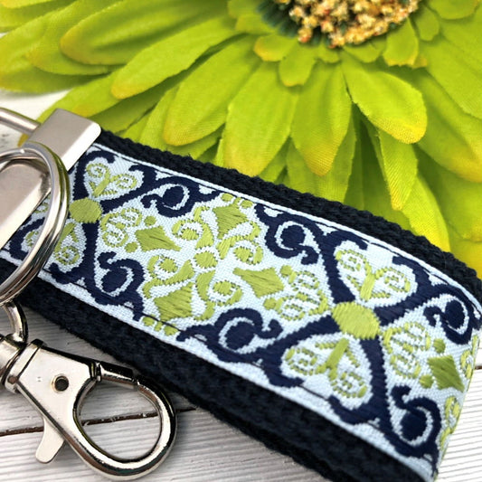 Mini Keyfob FOB Keychain for Women Ideal as a Purse Keychain or Backpack Keychain, Jacquard Ribbon