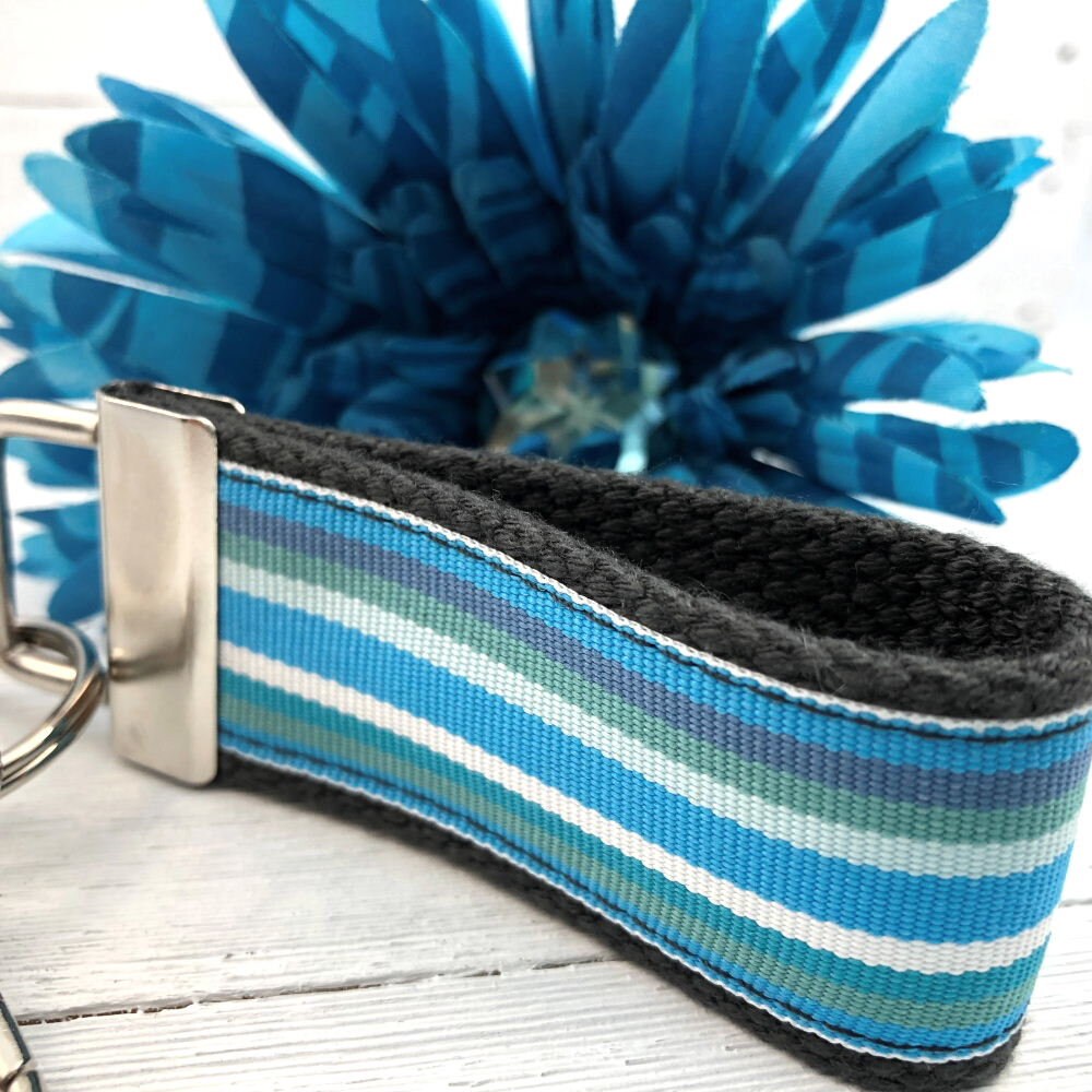 Mini Keyfob FOB Keychain for Women Ideal as a Purse Keychain or Backpack Keychain, Cabana Stripe