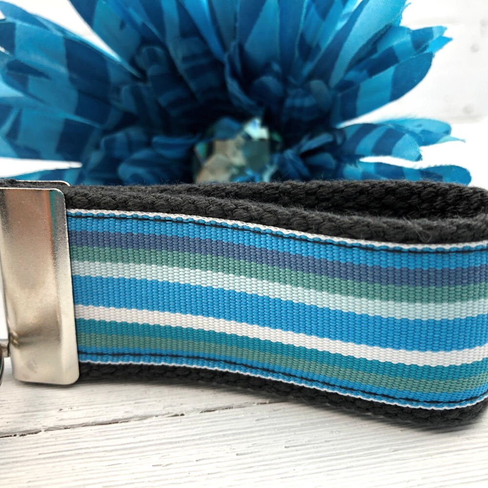 Mini Keyfob FOB Keychain for Women Ideal as a Purse Keychain or Backpack Keychain, Cabana Stripe