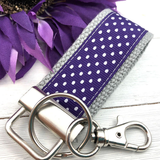Mini Keyfob FOB Keychain for Women Ideal as a Purse Keychain or Backpack Keychain, Polka Dots