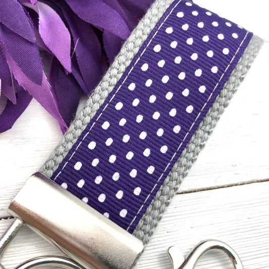 Mini Keyfob FOB Keychain for Women Ideal as a Purse Keychain or Backpack Keychain, Polka Dots
