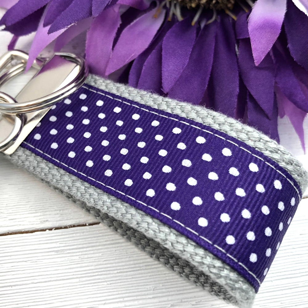 Mini Keyfob FOB Keychain for Women Ideal as a Purse Keychain or Backpack Keychain, Polka Dots