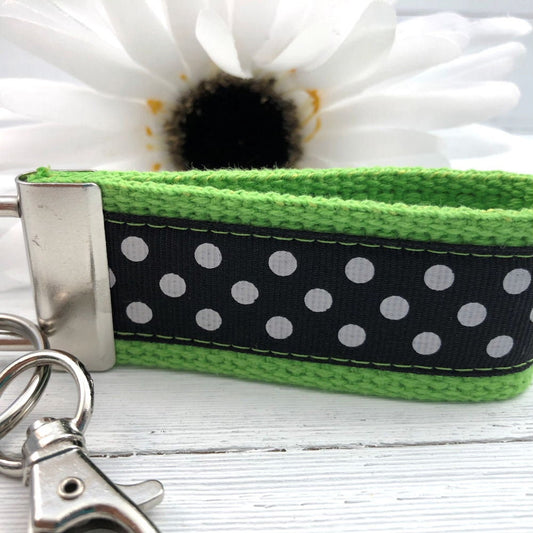Mini Keyfob FOB Keychain for Women Ideal as a Purse Keychain or Backpack Keychain, Polka Dots