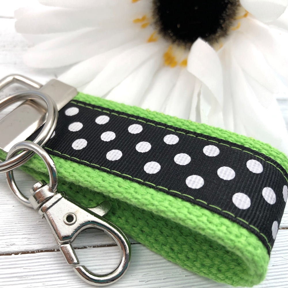 Mini Keyfob FOB Keychain for Women Ideal as a Purse Keychain or Backpack Keychain, Polka Dots