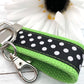 Mini Keyfob FOB Keychain for Women Ideal as a Purse Keychain or Backpack Keychain, Polka Dots
