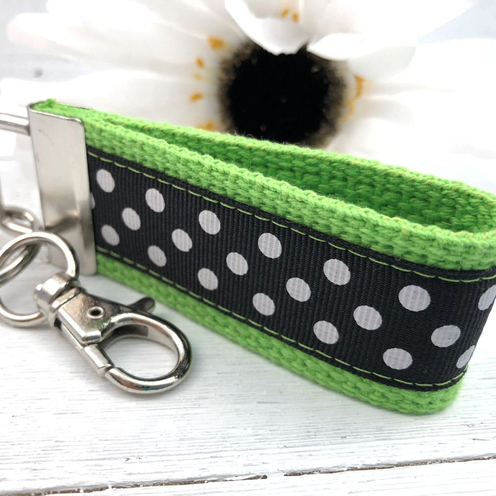 Mini Keyfob FOB Keychain for Women Ideal as a Purse Keychain or Backpack Keychain, Polka Dots