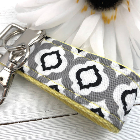 Mini Keyfob FOB Keychain for Women Ideal as a Purse Keychain or Backpack Keychain, Ideal Small Bridesmaid Gift Gray Raindrop